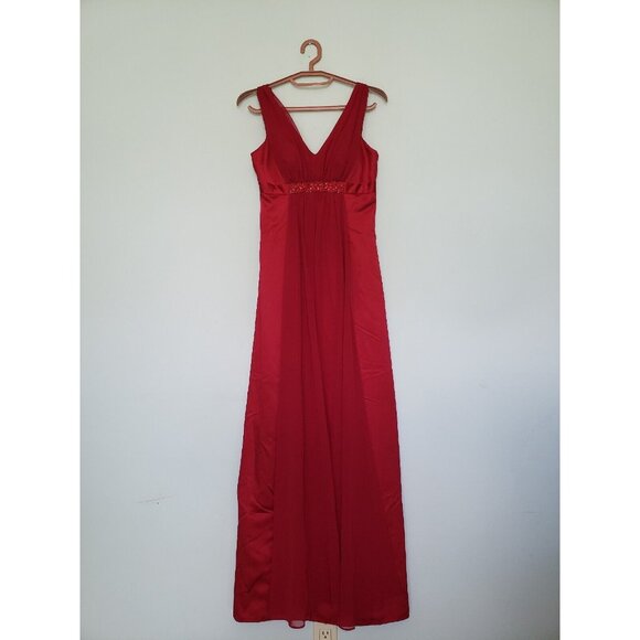 David's Bridal Dresses & Skirts - Davids Bridal Womens 2 Formal Maxi Dress Red V Neck Prom Bridesmaid D19352
